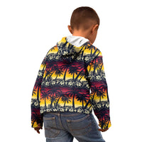 Hawaii Hibiscus Palm Tree Sunset Kid Hoodie Tropical Style LT01 - Polynesian Pride