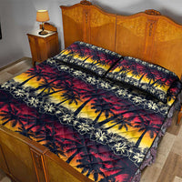 Hawaii Hibiscus Palm Tree Sunset Quilt Bed Set Tropical Style - Polynesian Pride