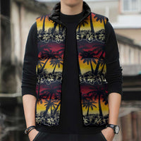 Hawaii Hibiscus Palm Tree Sunset Sleeveless Puffer Jacket Tropical Style - Polynesian Pride