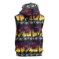 Hawaii Hibiscus Palm Tree Sunset Sleeveless Zip Hoodie Tropical Style - Polynesian Pride