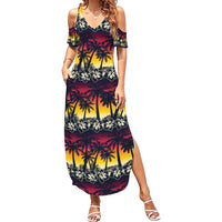 Hawaii Hibiscus Palm Tree Sunset Summer Maxi Dress Tropical Style - Polynesian Pride