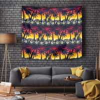 Hawaii Hibiscus Palm Tree Sunset Tapestry Tropical Style - Polynesian Pride