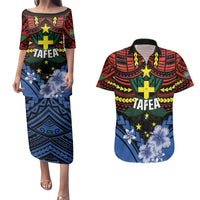 Personalised Vanuatu Tafea Province Couples Matching Puletasi and Hawaiian Shirt Unique Tropical Tribal Pattern LT01 Colorful - Polynesian Pride