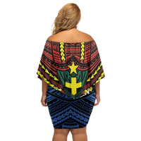 Personalised Vanuatu Tafea Province Off Shoulder Short Dress Unique Tropical Tribal Pattern LT01 - Polynesian Pride