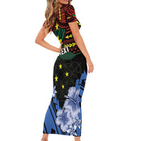 Personalised Vanuatu Tafea Province Short Sleeve Bodycon Dress Unique Tropical Tribal Pattern LT01 - Polynesian Pride