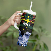 Personalised Vanuatu Tafea Province Tumbler With Handle Unique Tropical Tribal Pattern LT01 - Polynesian Pride