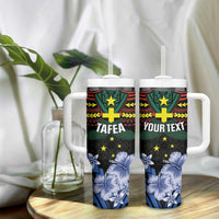 Personalised Vanuatu Tafea Province Tumbler With Handle Unique Tropical Tribal Pattern LT01 - Polynesian Pride