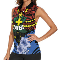 Personalised Vanuatu Tafea Province Women Sleeveless Polo Shirt Unique Tropical Tribal Pattern