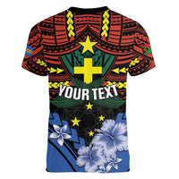 Personalised Vanuatu Tafea Province Women V-Neck T-Shirt Unique Tropical Tribal Pattern LT01 - Polynesian Pride