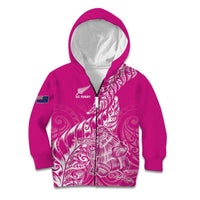 Custom New Zealand Rugby Silver Fern Kid Hoodie Aotearoa Kiwi Maori Pink Version - Polynesian Pride