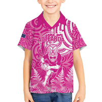 New Zealand Silver Fern Rugby All Pink Hawaiian Shirt Maori Tiki Player With Ta Moko Tribal - Polynesian Pride
