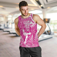 New Zealand Silver Fern Rugby All Pink Men Tank Top Maori Tiki Player With Ta Moko Tribal - Polynesian Pride