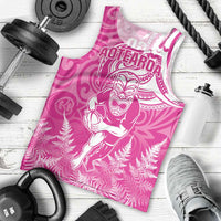 New Zealand Silver Fern Rugby All Pink Men Tank Top Maori Tiki Player With Ta Moko Tribal - Polynesian Pride