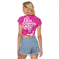 New Zealand Silver Fern Rugby All Pink Raglan Cropped T Shirt Maori Tiki Player With Ta Moko Tribal - Polynesian Pride