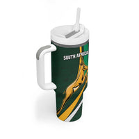 New Zealand and South Africa Rugby Tumbler With Handle Silver Fern Protea Pattern LT01 - Polynesian Pride