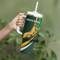 New Zealand and South Africa Rugby Tumbler With Handle Silver Fern Protea Pattern LT01 - Polynesian Pride