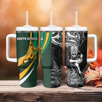New Zealand and South Africa Rugby Tumbler With Handle Silver Fern Protea Pattern LT01 - Polynesian Pride