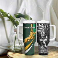 New Zealand and South Africa Rugby Tumbler With Handle Silver Fern Protea Pattern LT01 - Polynesian Pride