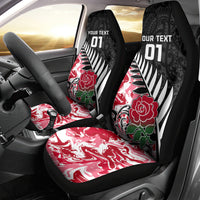 New Zealand and England Rugby Car Seat Cover Silver Fern With Red Rose World Cup 2023 LT01 - Polynesian Pride
