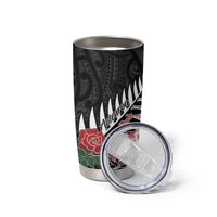 New Zealand and England Rugby Tumbler Cup Silver Fern With Red Rose