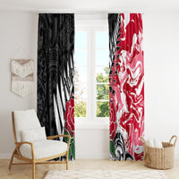 New Zealand and England Rugby Window Curtain Silver Fern With Red Rose World Cup 2023 LT01 - Polynesian Pride