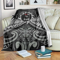 Toitu Te Tiriti Aotearoa Silver Fern Blanket New Zealand Maori Pattern LT01 Black - Polynesian Pride