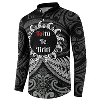 Personalised Toitu Te Tiriti Aotearoa Silver Fern Button Sweatshirt New Zealand Maori Pattern LT01 - Polynesian Pride
