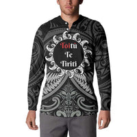 Personalised Toitu Te Tiriti Aotearoa Silver Fern Button Sweatshirt New Zealand Maori Pattern LT01 - Polynesian Pride