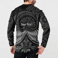 Personalised Toitu Te Tiriti Aotearoa Silver Fern Button Sweatshirt New Zealand Maori Pattern LT01 - Polynesian Pride