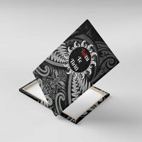 Toitu Te Tiriti Aotearoa Silver Fern Canvas Wall Art New Zealand Maori Pattern LT01 With Frame Black - Polynesian Pride