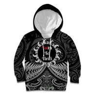 Personalised Toitu Te Tiriti Aotearoa Silver Fern Kid Hoodie New Zealand Maori Pattern