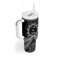 Toitu Te Tiriti Aotearoa Silver Fern Tumbler With Handle Maori Pattern LT01 - Polynesian Pride