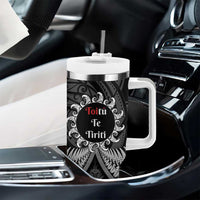 Toitu Te Tiriti Aotearoa Silver Fern Tumbler With Handle Maori Pattern LT01 - Polynesian Pride