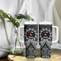 Toitu Te Tiriti Aotearoa Silver Fern Tumbler With Handle Maori Pattern LT01 - Polynesian Pride