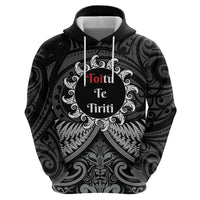 Personalised Toitu Te Tiriti Aotearoa Silver Fern Zip Hoodie New Zealand Maori Pattern