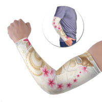 Beige Frangipani Sea Shell Arm Sleeves Starfish Polynesian Pattern LT01 Set of 2 Beige - Polynesian Pride