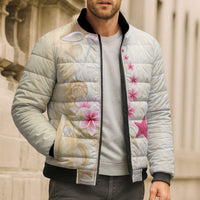 Beige Frangipani Sea Shell Bomber Puffer Jacket Starfish Polynesian Pattern LT01 - Polynesian Pride