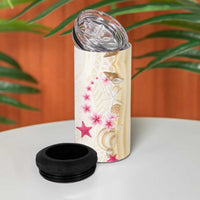 Beige Frangipani Sea Shell 4 in 1 Can Cooler Tumbler Starfish Polynesian Pattern - Polynesian Pride