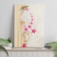 Beige Frangipani Sea Shell Canvas Wall Art Starfish Polynesian Pattern - Polynesian Pride