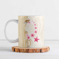 Beige Frangipani Sea Shell Ceramic Mug Starfish Polynesian Pattern - Polynesian Pride