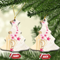 Beige Frangipani Sea Shell Ceramic Ornament Starfish Polynesian Pattern LT01 Christmas Tree Beige - Polynesian Pride