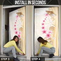 Beige Frangipani Sea Shell Door Cover Starfish Polynesian Pattern - Polynesian Pride