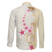 Beige Frangipani Sea Shell Family Matching Mermaid Dress and Hawaiian Shirt Starfish Polynesian Pattern - Polynesian Pride