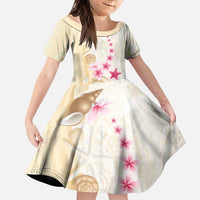 Beige Frangipani Sea Shell Family Matching Puletasi and Hawaiian Shirt Starfish Polynesian Pattern - Polynesian Pride