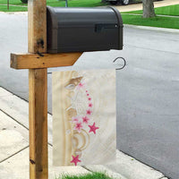 Beige Frangipani Sea Shell Garden Flag Starfish Polynesian Pattern - Polynesian Pride