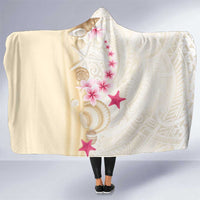 Beige Frangipani Sea Shell Hooded Blanket Starfish Polynesian Pattern LT01 One Size Beige - Polynesian Pride