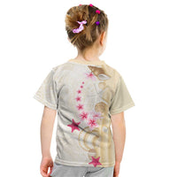 Beige Frangipani Sea Shell Kid T Shirt Starfish Polynesian Pattern LT01 - Polynesian Pride