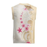 Beige Frangipani Sea Shell Christmas Knitted V-Neck Vest Starfish Polynesian Pattern LT01 - Polynesian Pride