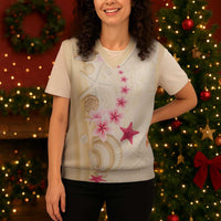 Beige Frangipani Sea Shell Christmas Knitted V-Neck Vest Starfish Polynesian Pattern LT01 - Polynesian Pride