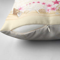Beige Frangipani Sea Shell Pillow Cover Starfish Polynesian Pattern - Polynesian Pride